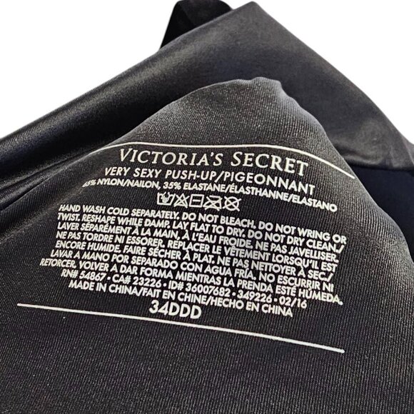 Victoria's Secret Very Sexy Push Up Bra, Front Close, Black, Strappy, 34DDD - Picture 3 of 6